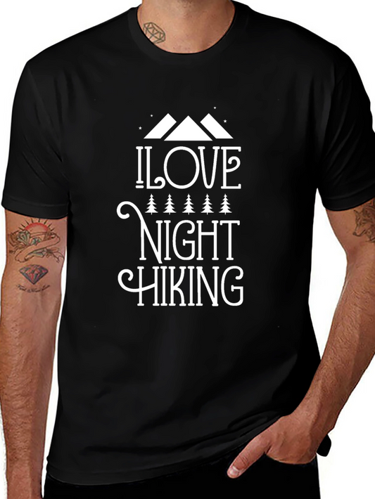 I Love Night Hiking Graphic Tee - Black Cotton Blend