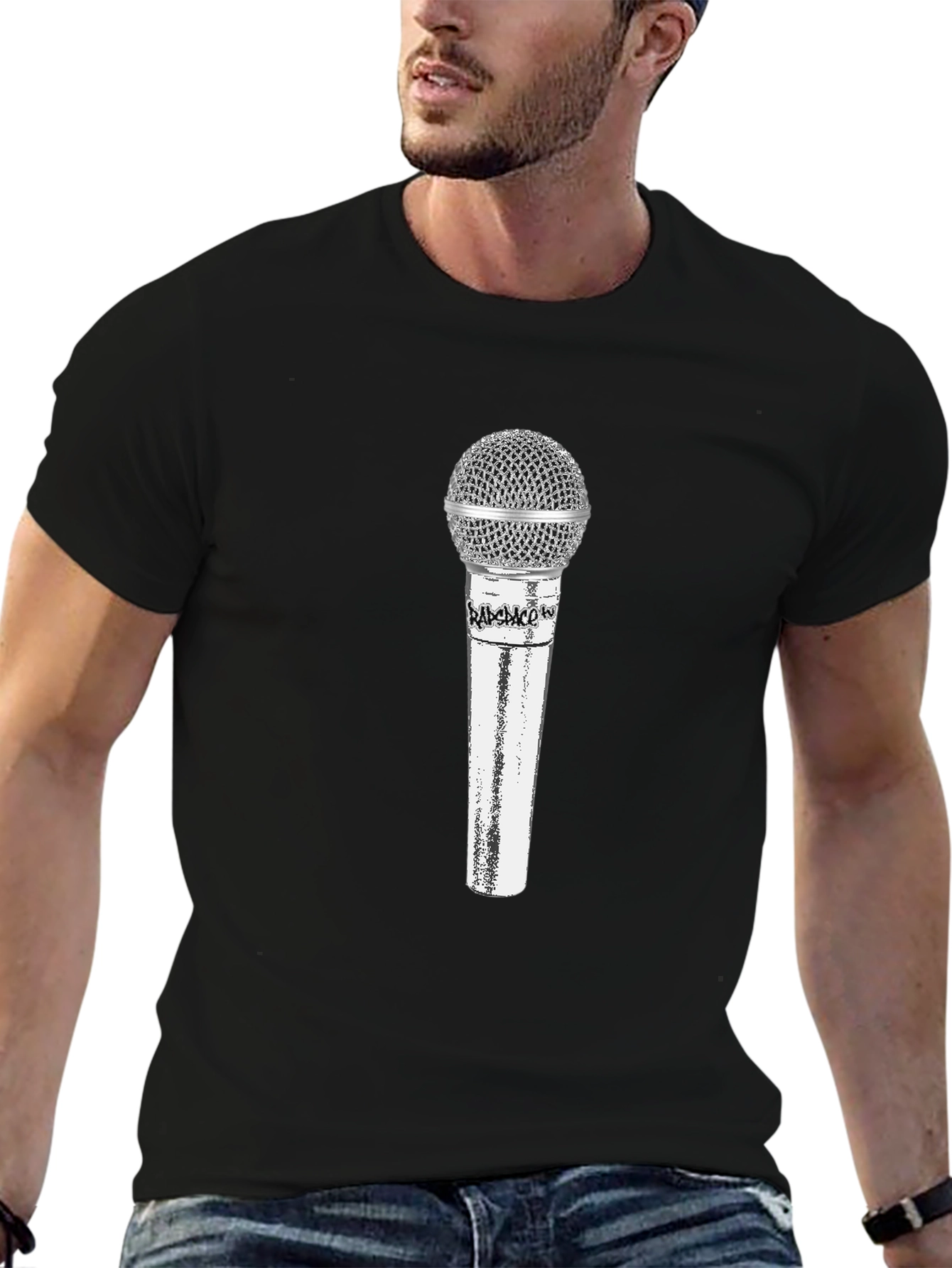 Microphone Graphic Tee - Black Mens