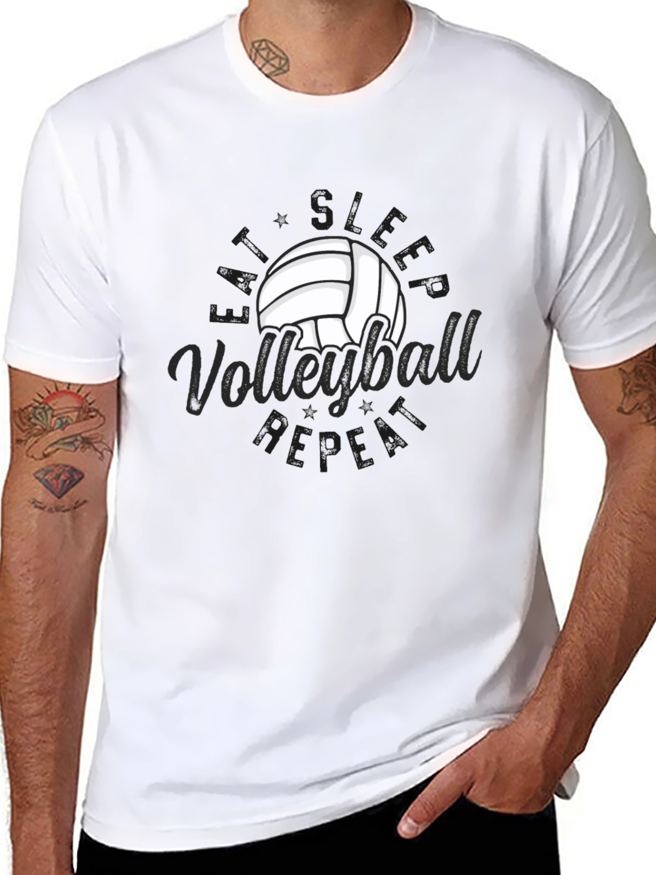 Volleyball Repeat Graphic T-Shirt - Black