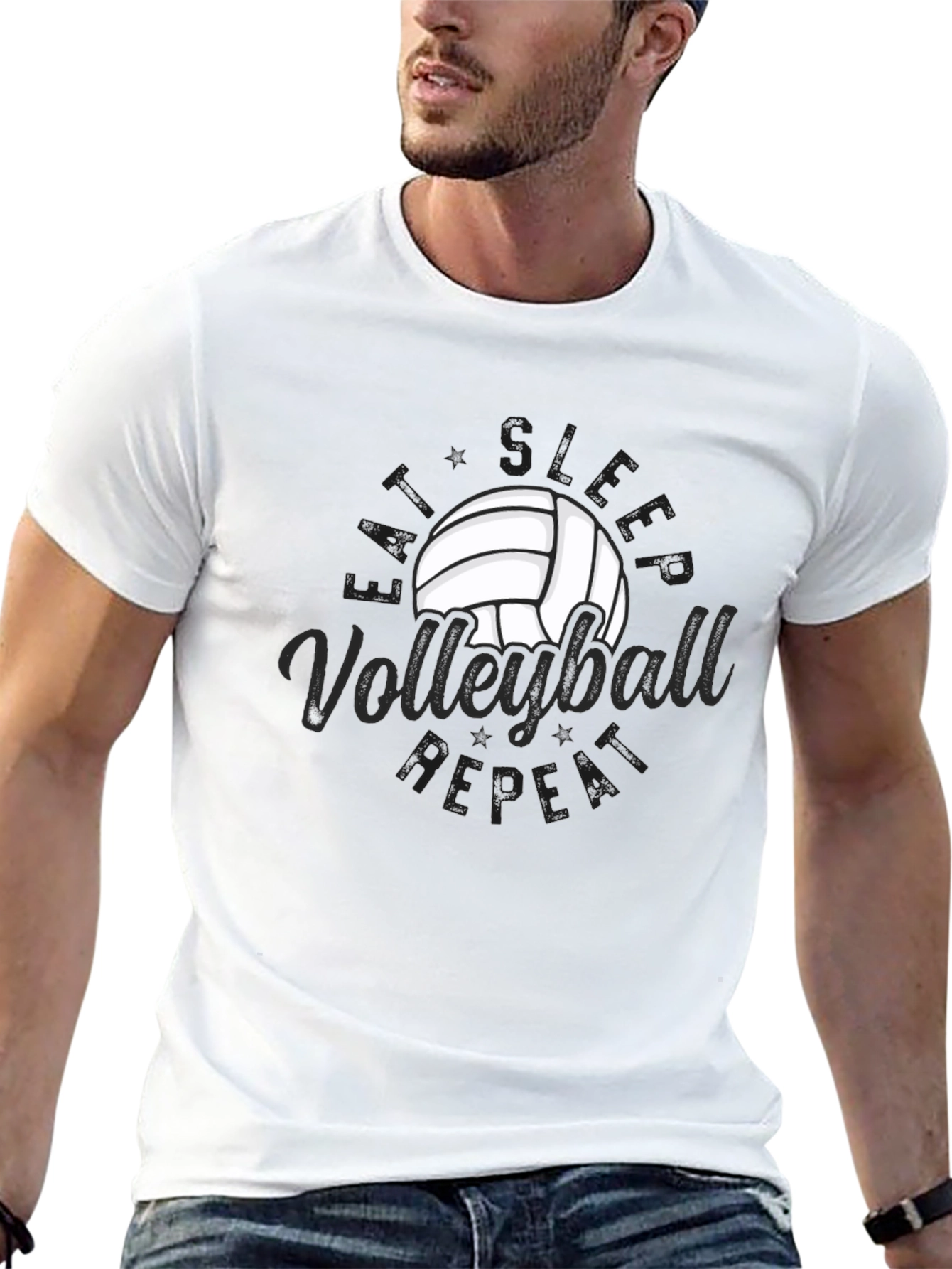 Volleyball Repeat Graphic T-Shirt - Black