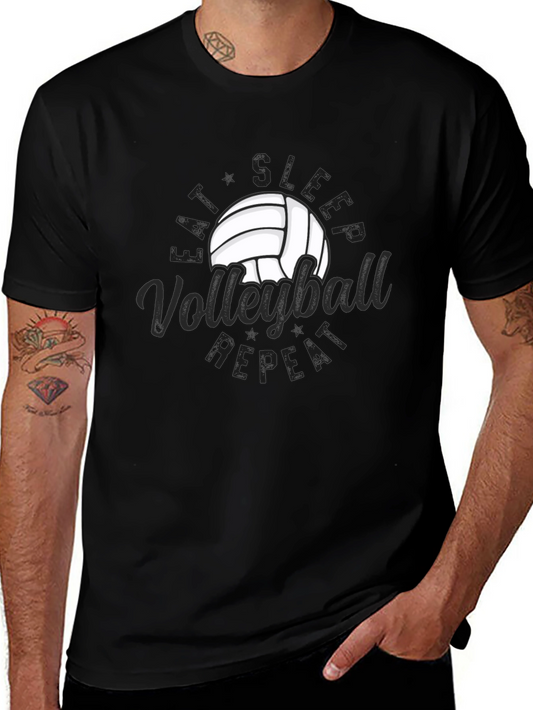 Volleyball Repeat Graphic T-Shirt - Black