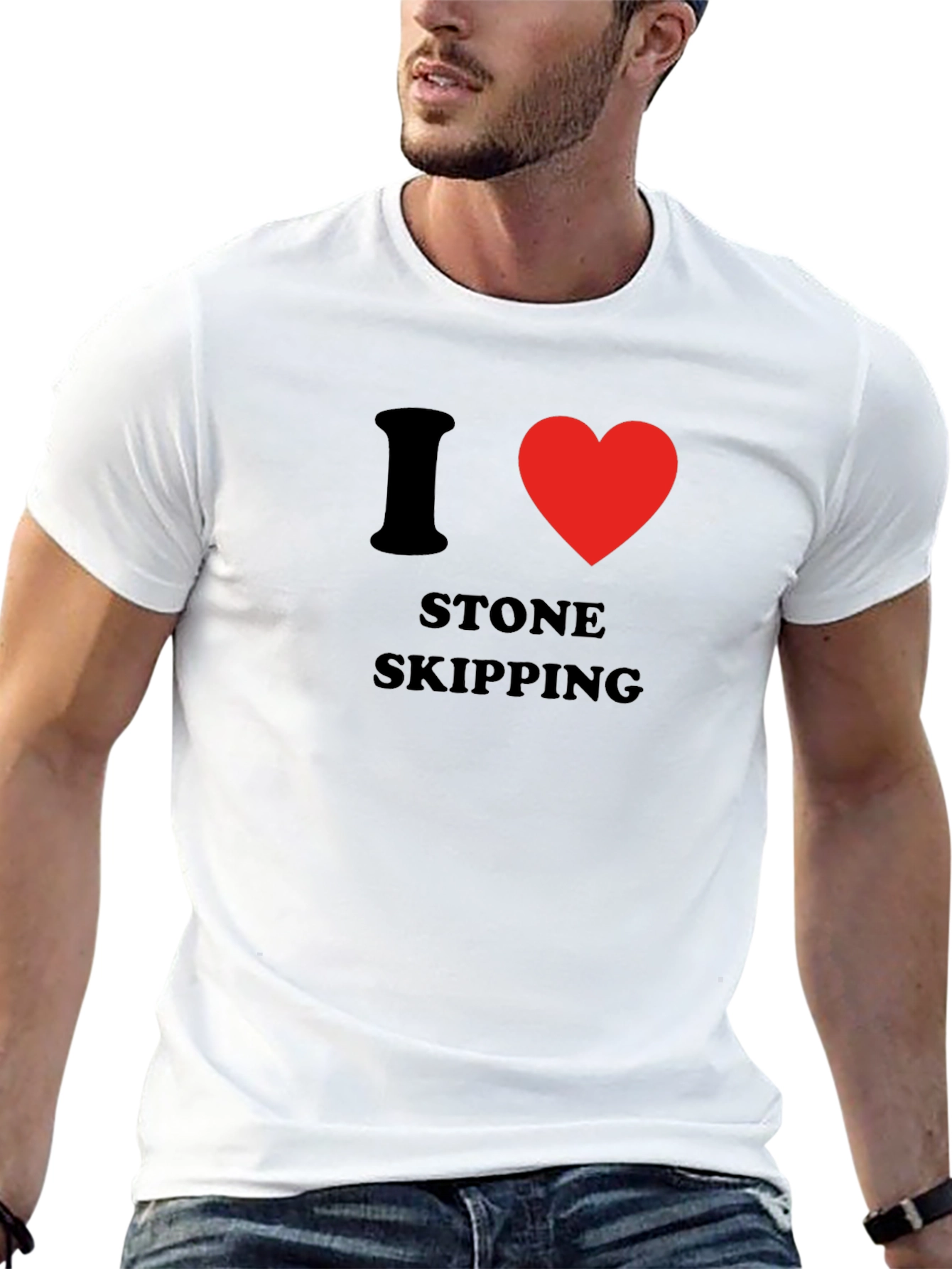 I Heart Stone Skipping Graphic Tee - Black
