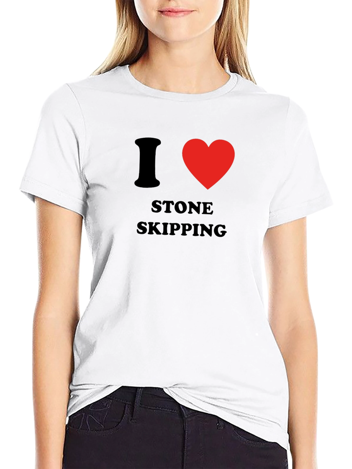 I Heart Stone Skipping Graphic Tee - Black