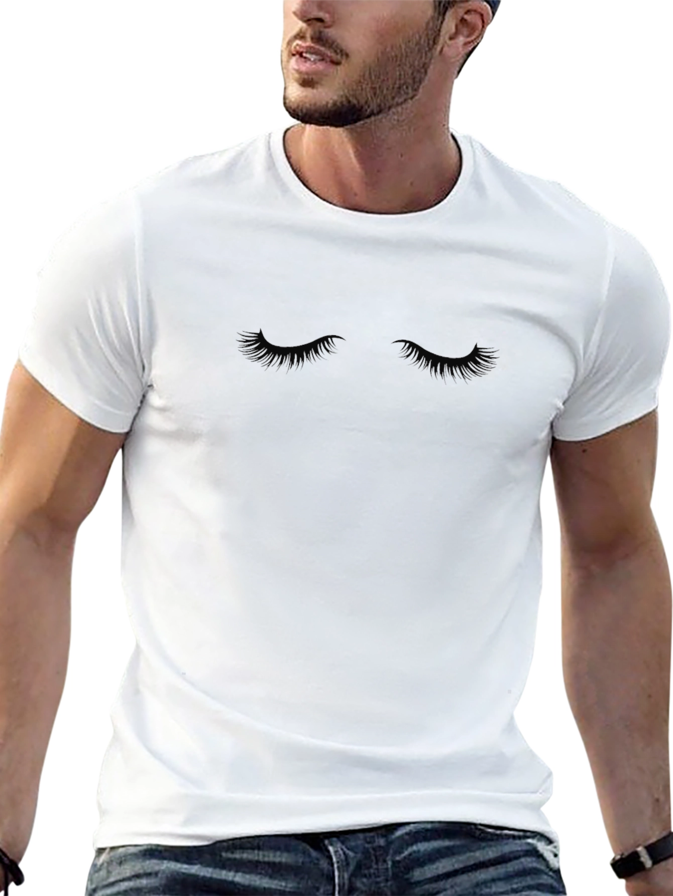 Eyelash Graphic Print Black T-Shirt