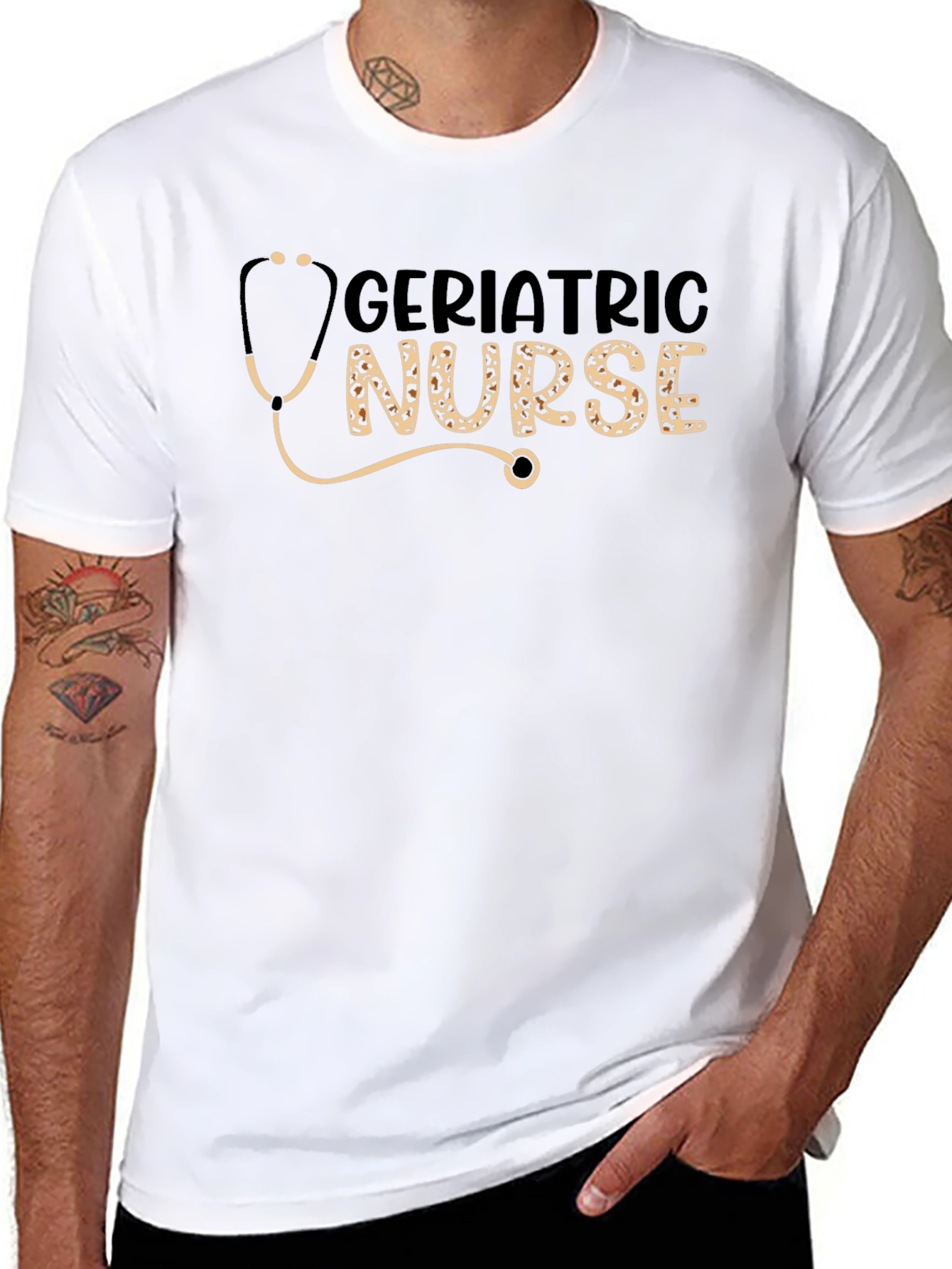 Geriatric Nurse Stethoscope Graphic T-Shirt