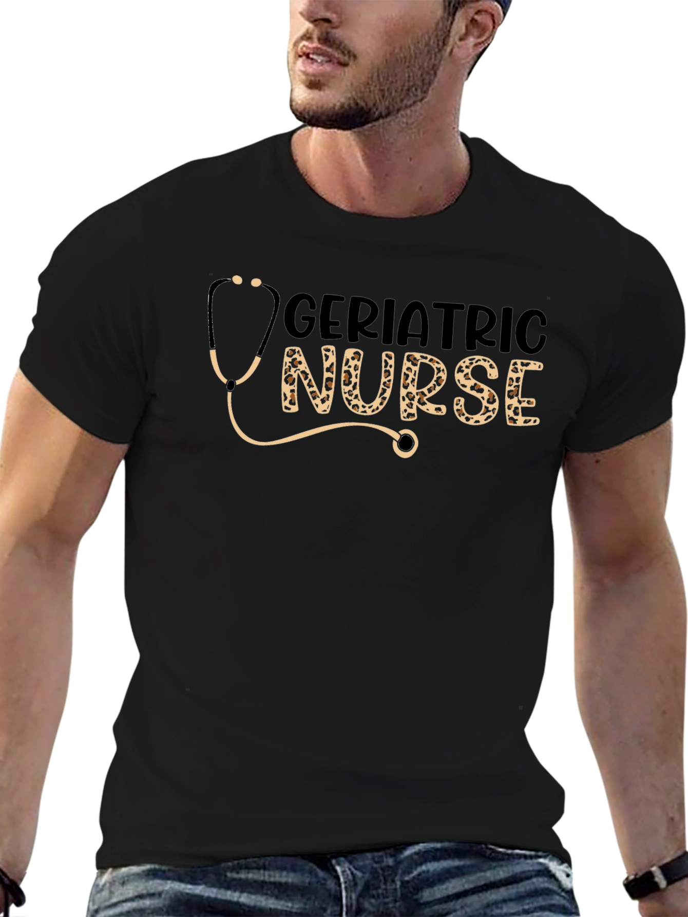 Geriatric Nurse Stethoscope Graphic T-Shirt