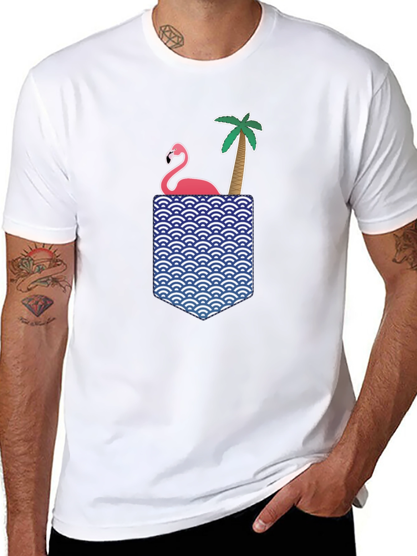 Flamingo Palm Pocket Graphic Tee