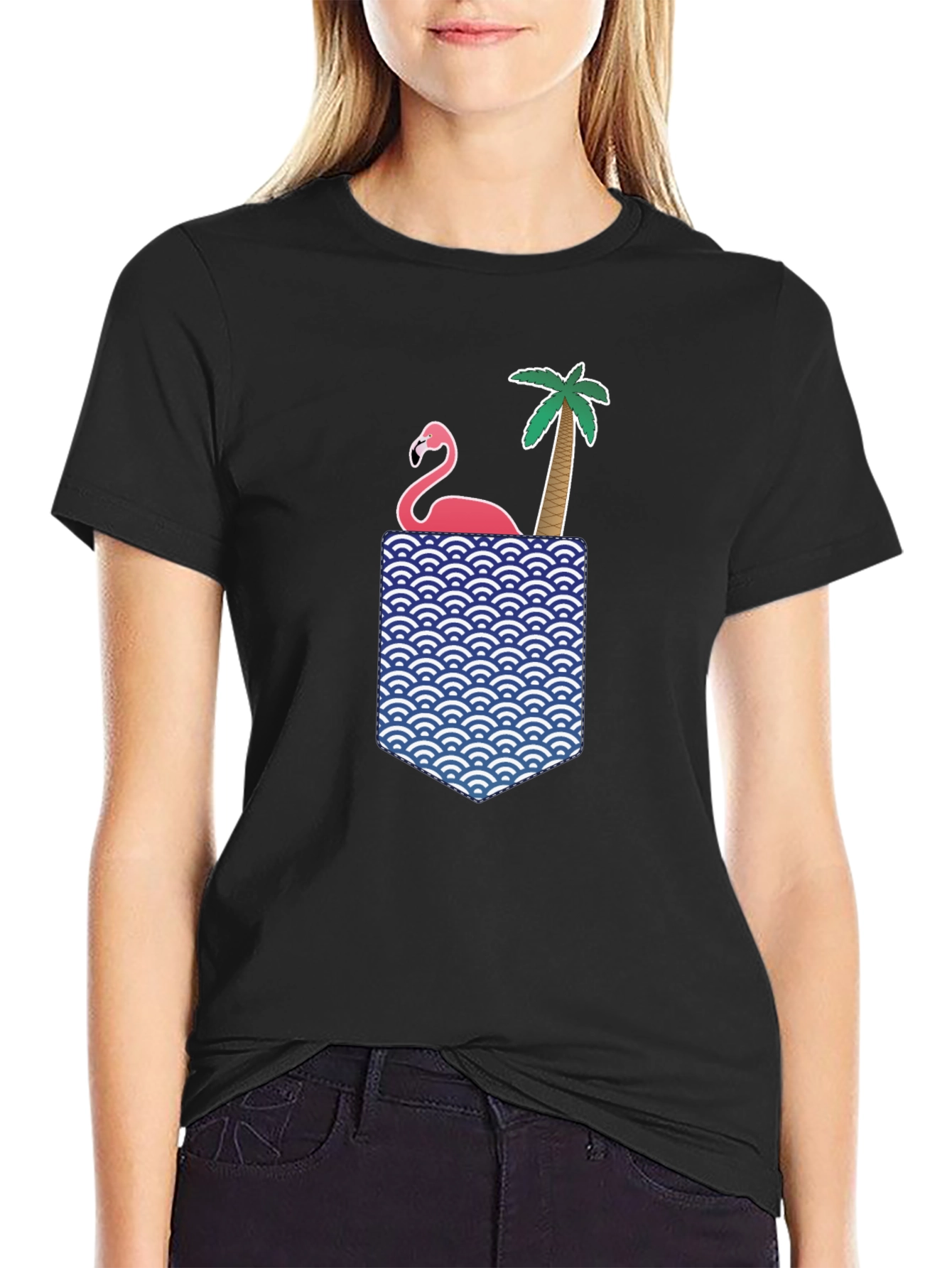 Flamingo Palm Pocket Graphic Tee