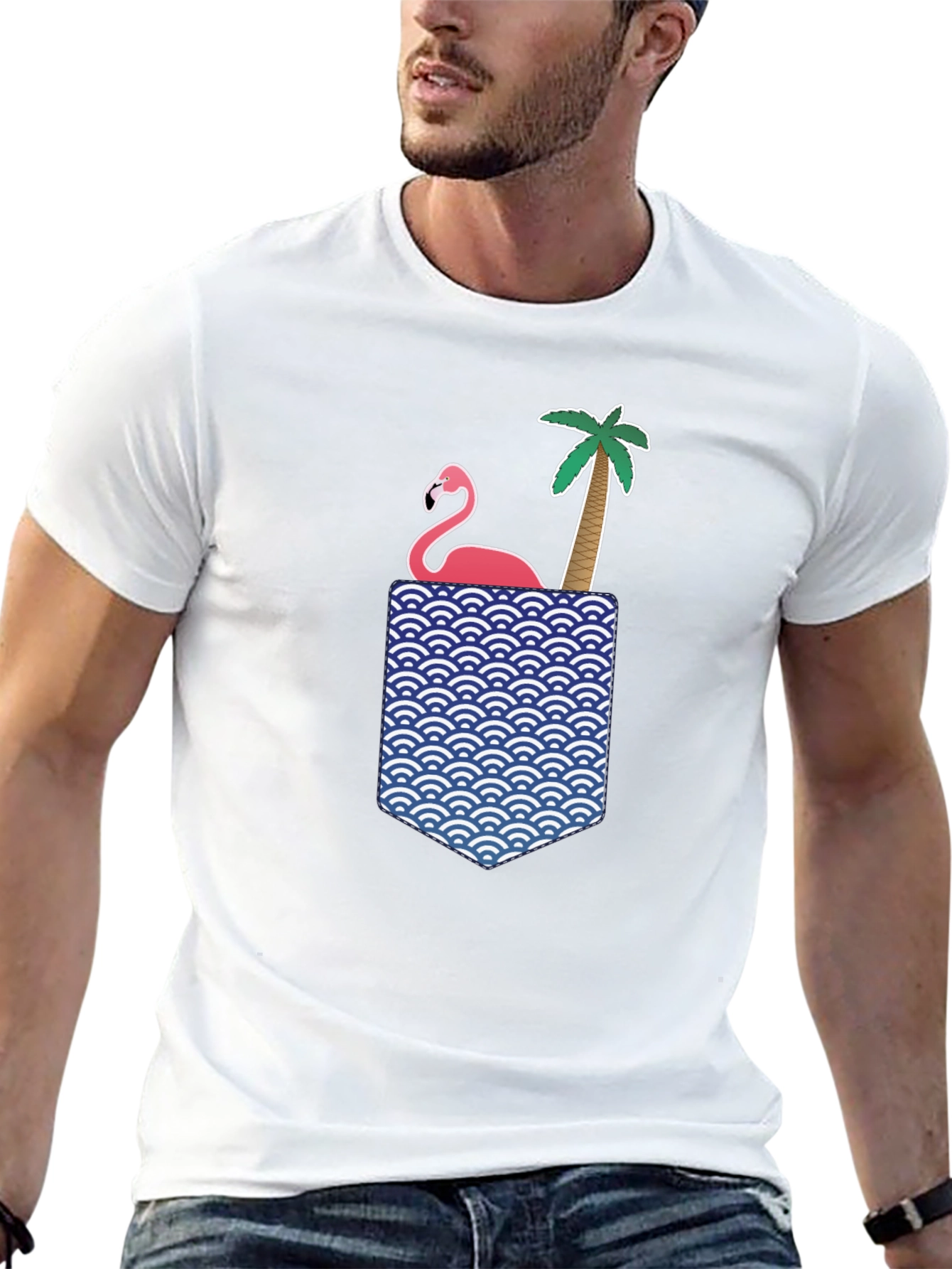 Flamingo Palm Pocket Graphic Tee