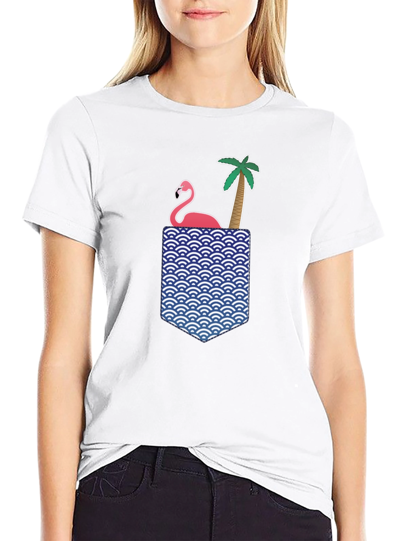Flamingo Palm Pocket Graphic Tee