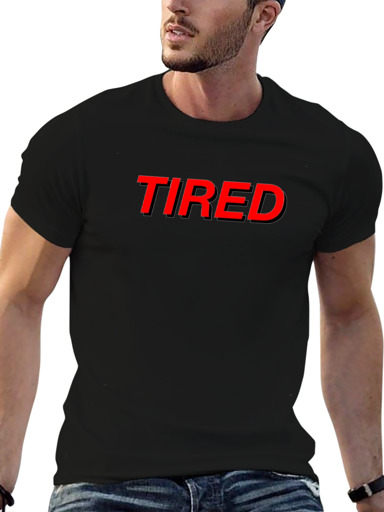 Tired Graphic Tee - Black Cotton Comfort