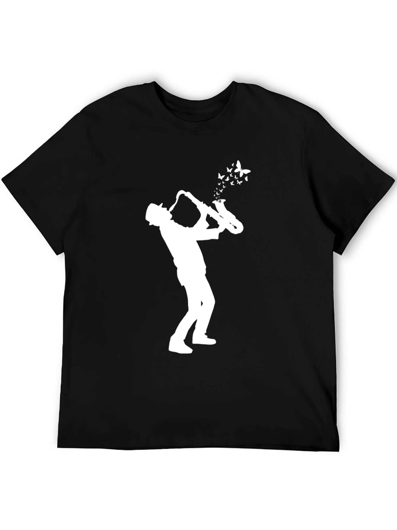 Saxophone Player Butterfly T-Shirt Black