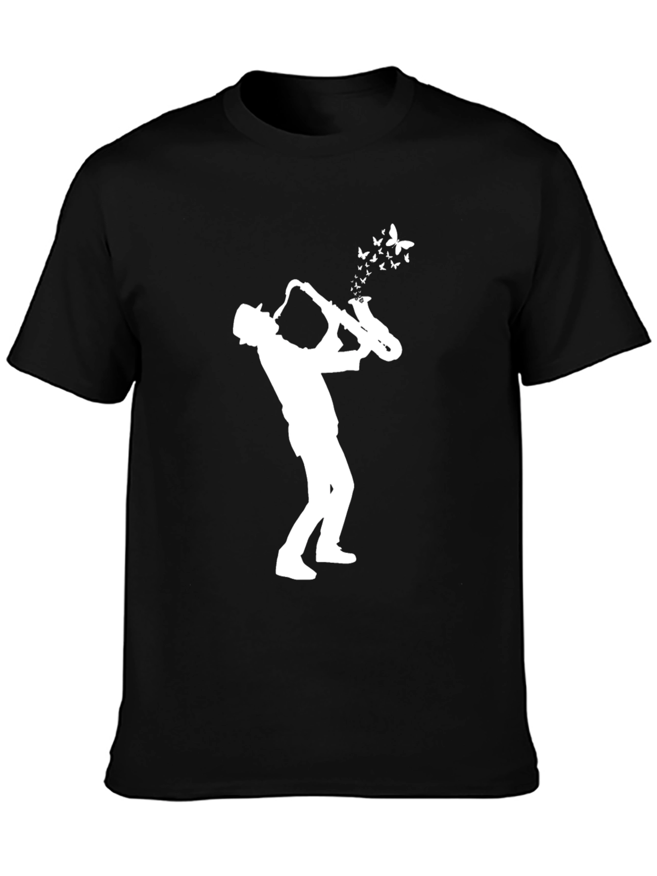 Saxophone Player Butterfly T-Shirt Black