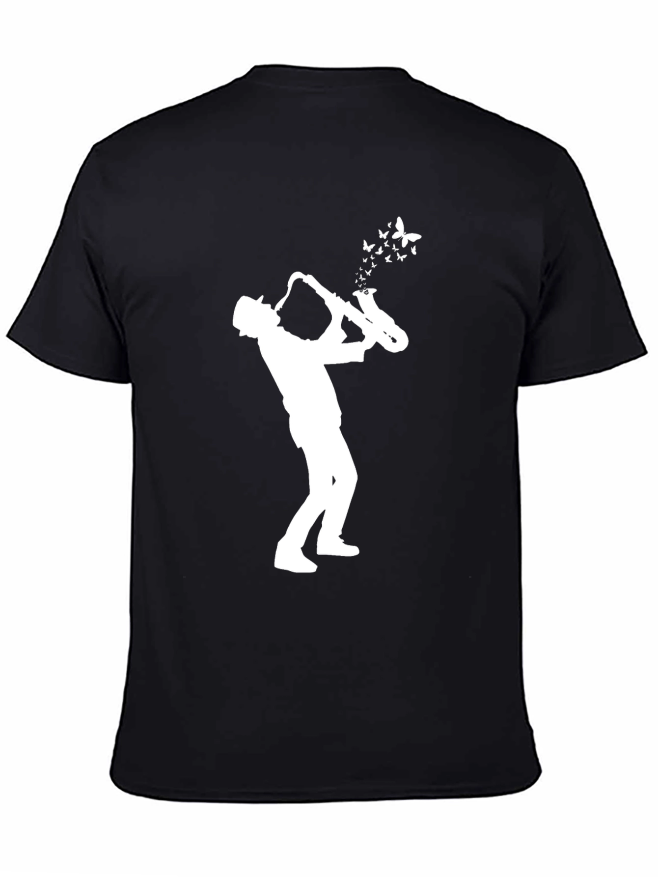 Saxophone Player Butterfly T-Shirt Black