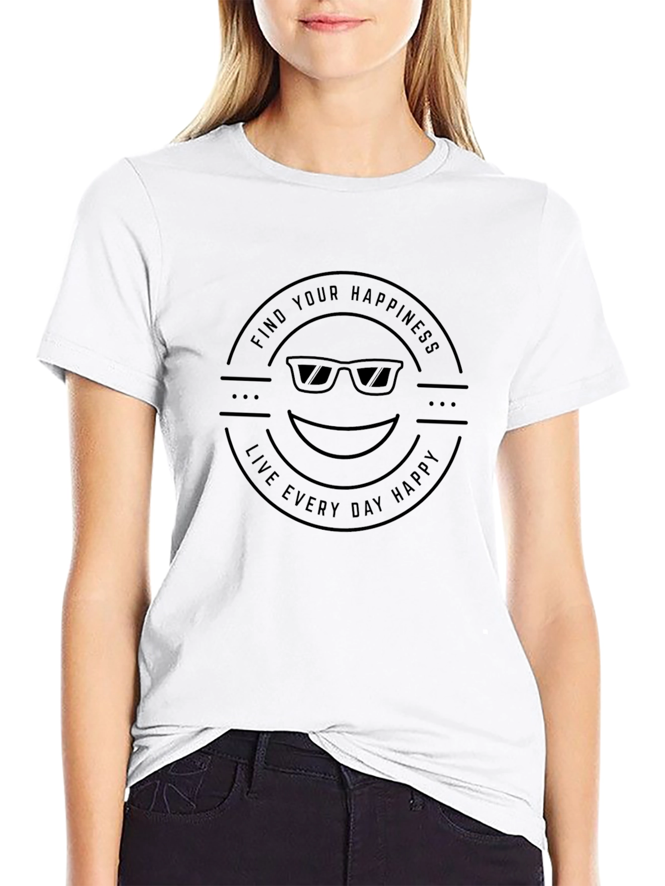 Find Your Happiness Graphic Tee - Black