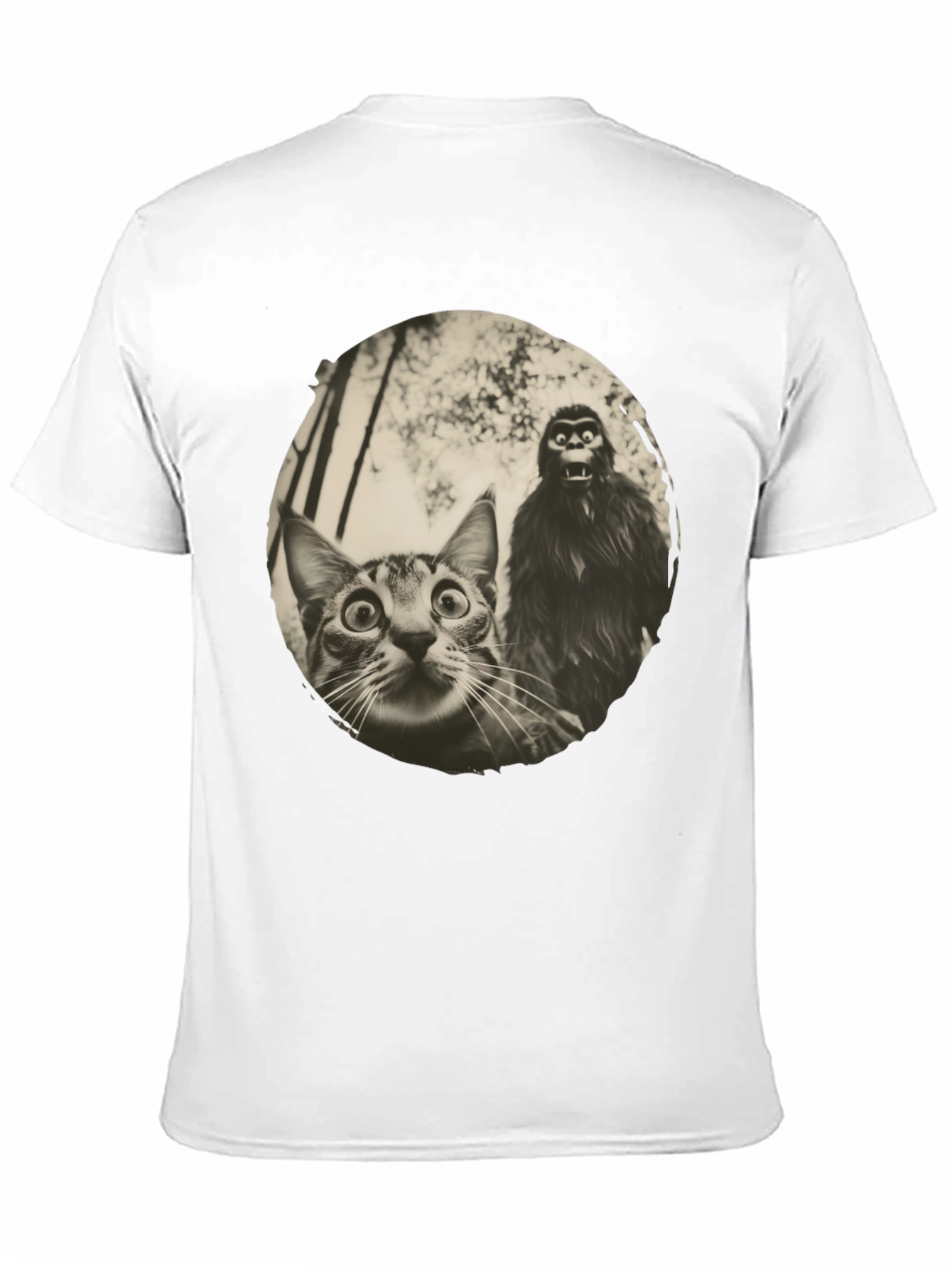 Cat & Bigfoot Graphic Tee - Unisex Novelty T-Shirt