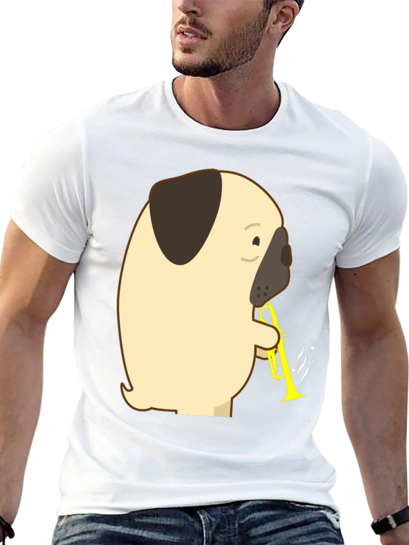 Pug Trumpet T-Shirt - Musical Dog Tee