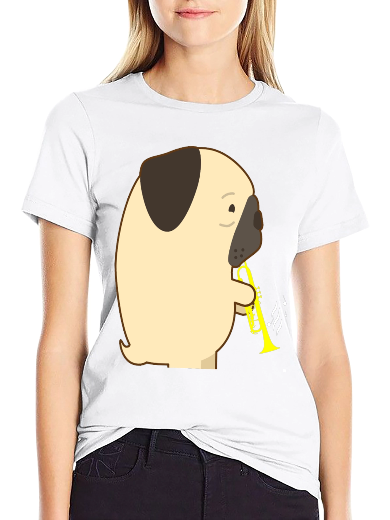 Pug Trumpet T-Shirt - Musical Dog Tee