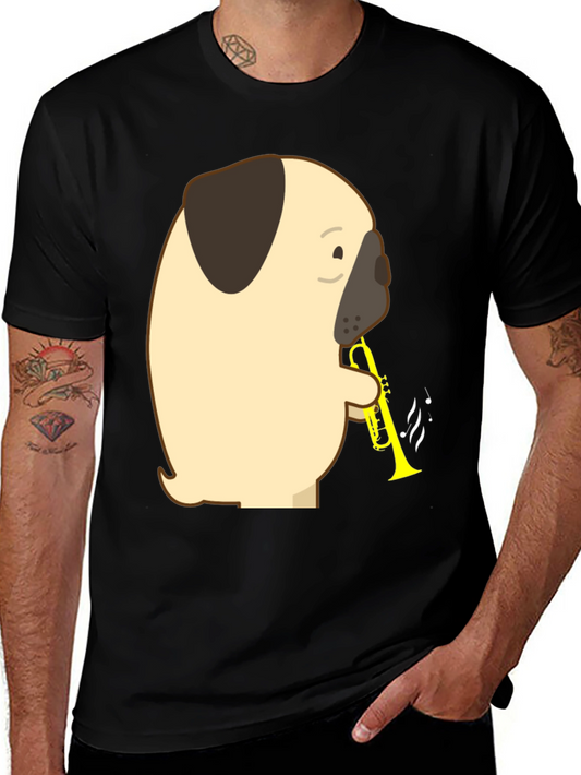 Pug Trumpet T-Shirt - Musical Dog Tee