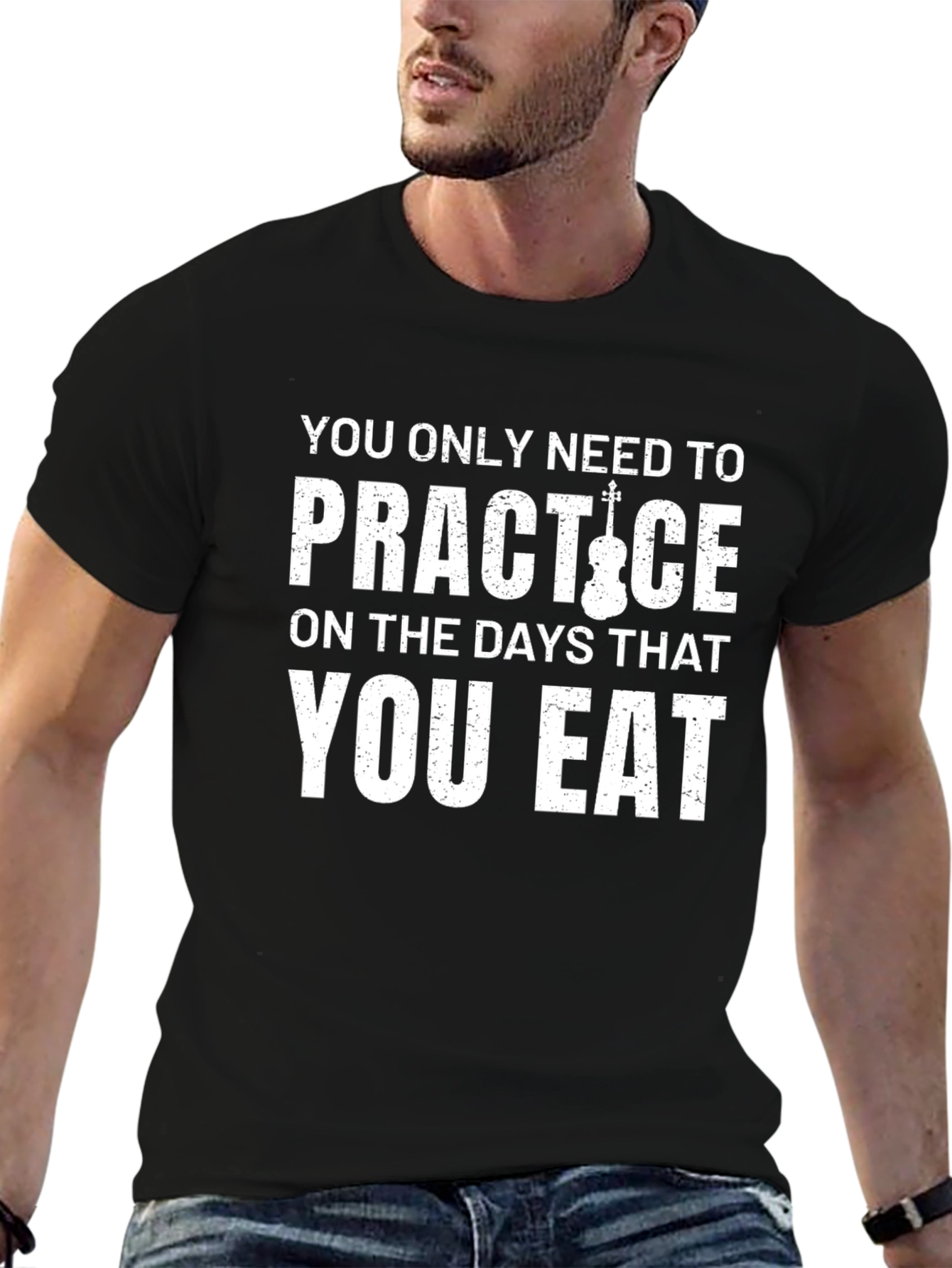 Practice Violin Black Graphic T-Shirt