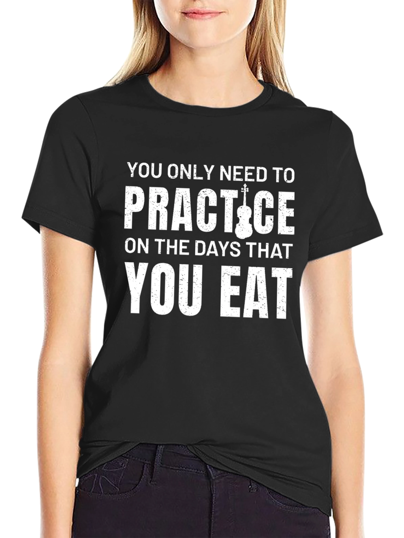 Practice Violin Black Graphic T-Shirt