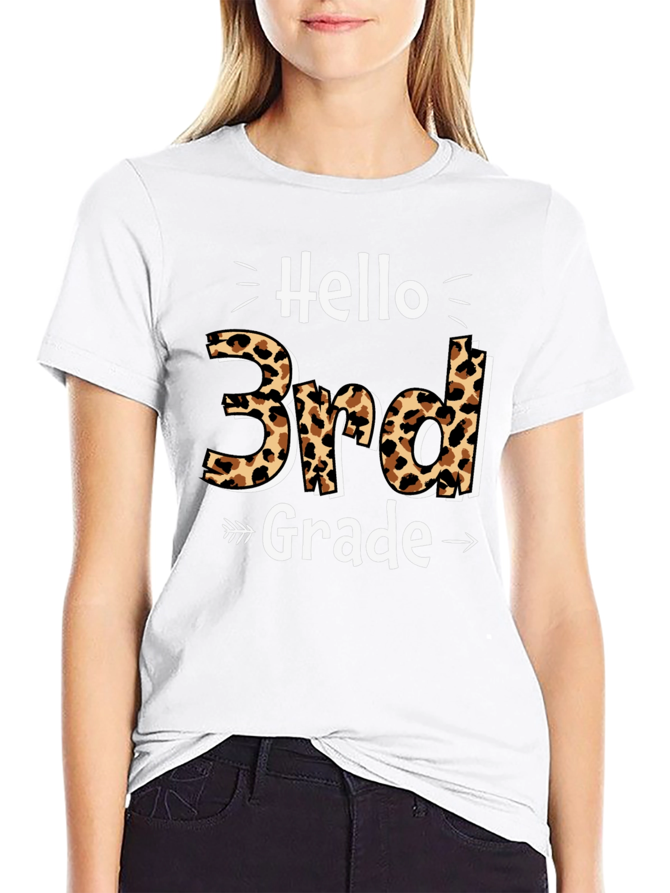 Hello 3rd Grade Leopard Print Back to School T-Shirt