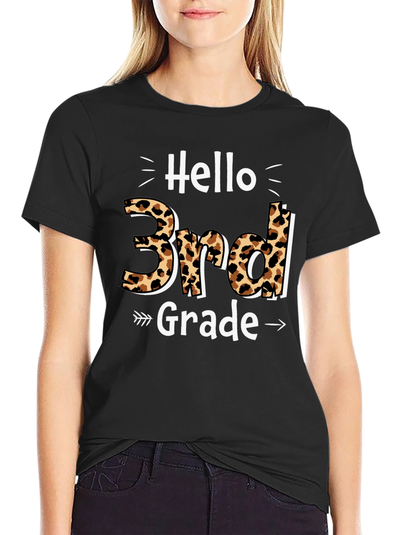 Hello 3rd Grade Leopard Print Back to School T-Shirt