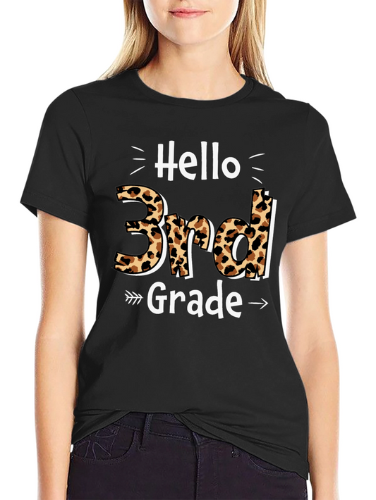 Hello 3rd Grade Leopard Print Back to School T-Shirt