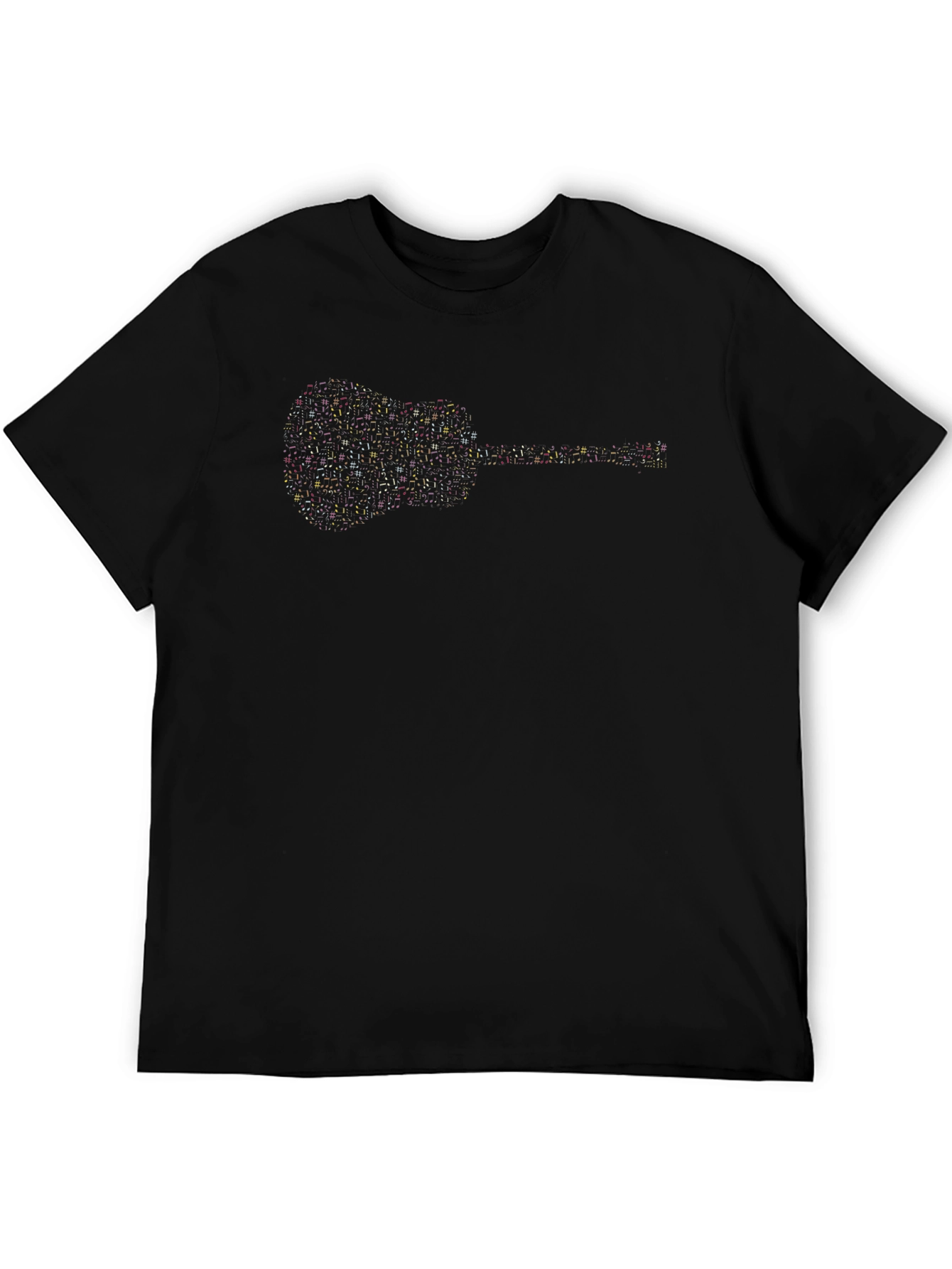 Musical Notes Guitar T-Shirt - Black