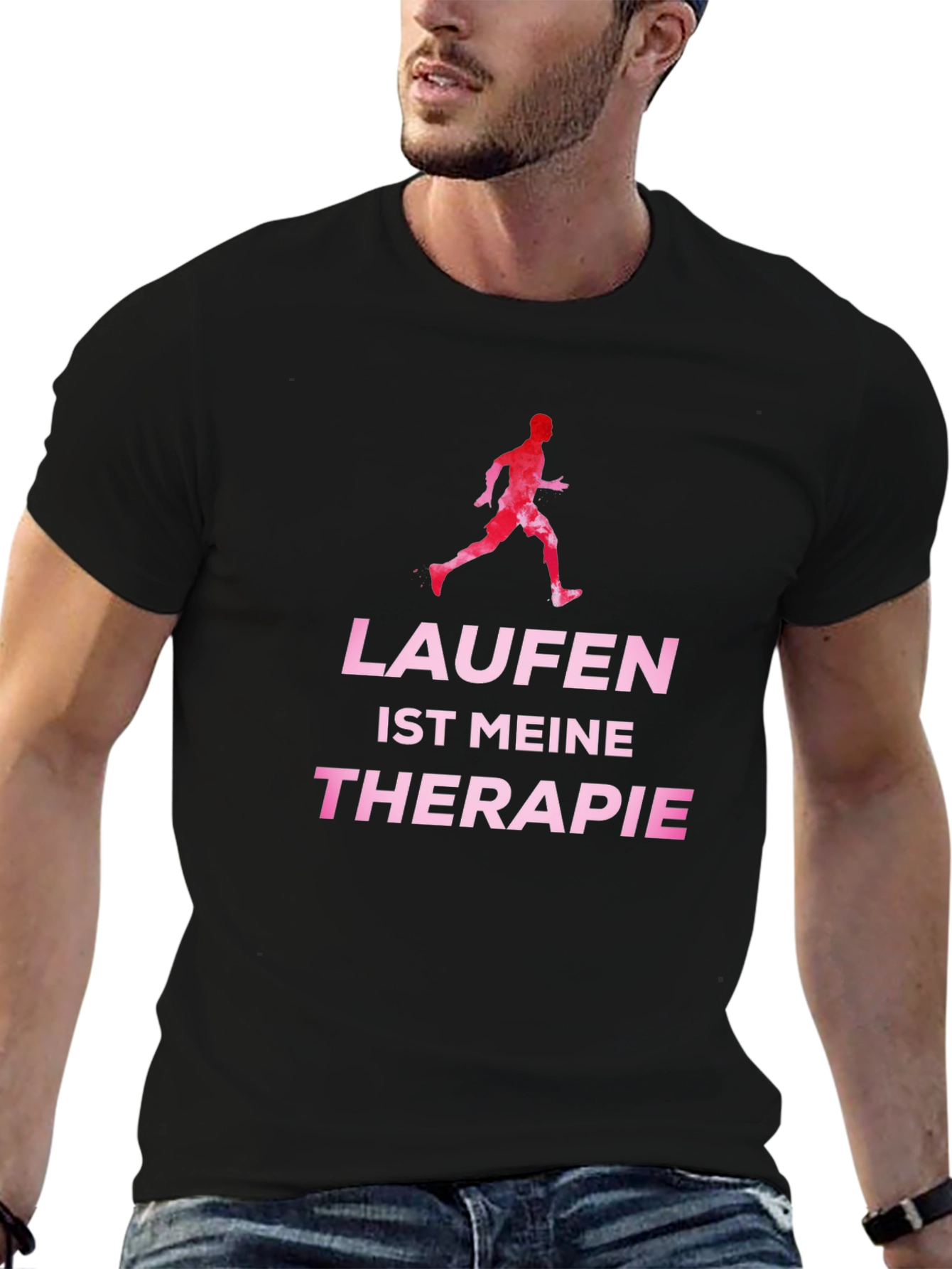 Running is My Therapy T-Shirt - Black Cotton Tee