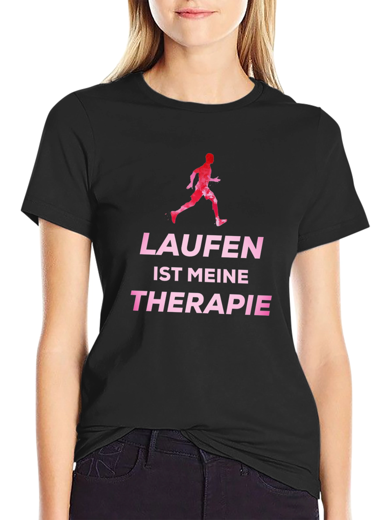 Running is My Therapy T-Shirt - Black Cotton Tee