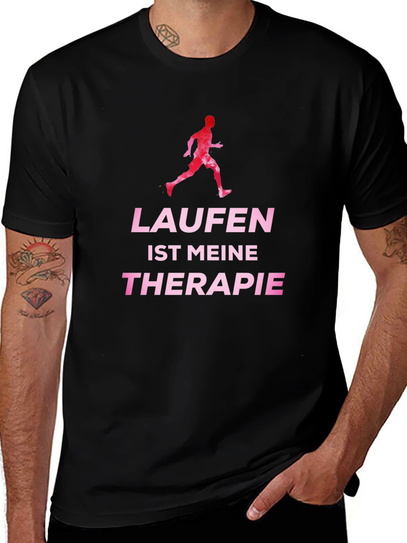 Running is My Therapy T-Shirt - Black Cotton Tee