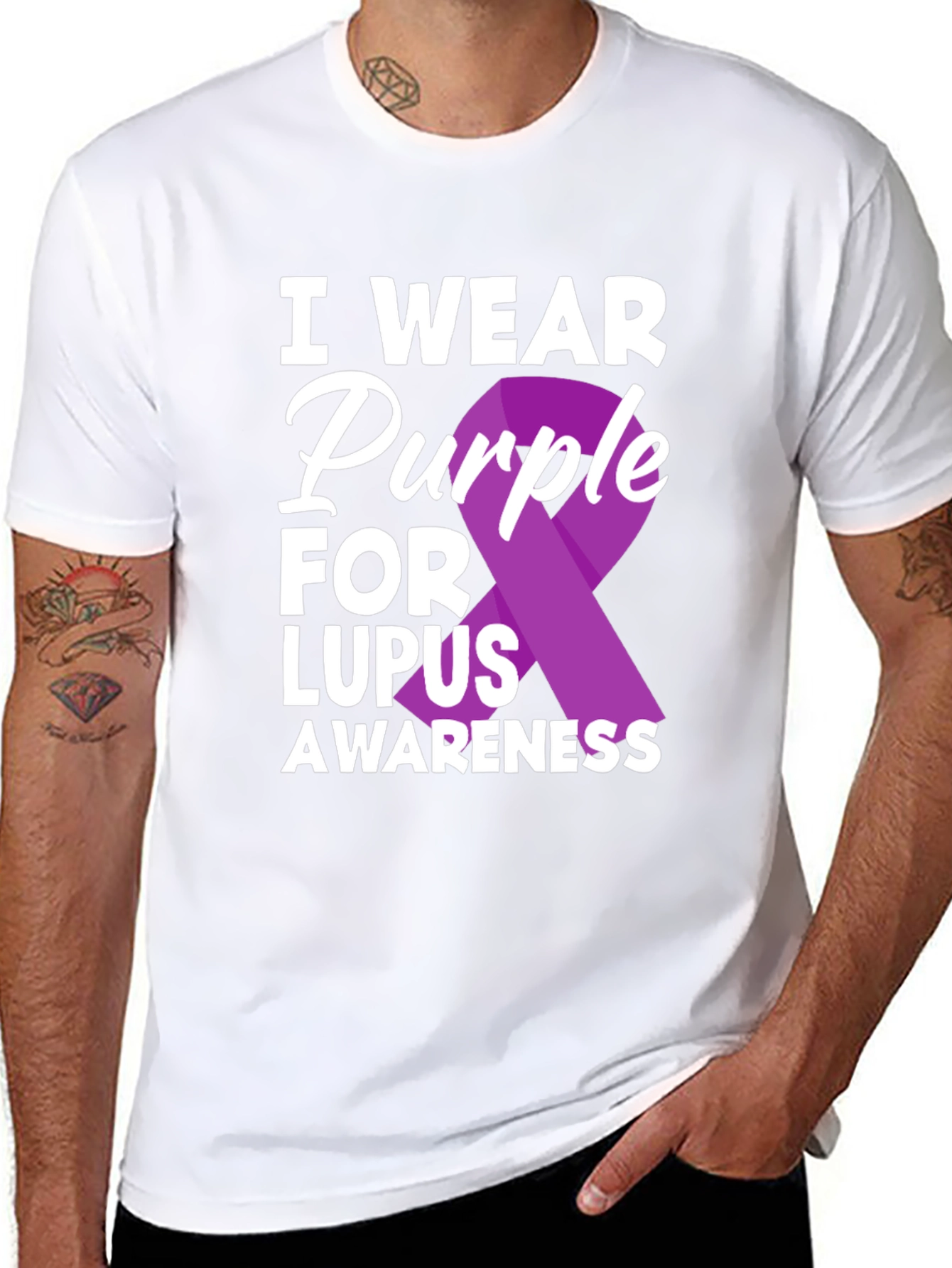 Lupus Awareness Purple Ribbon Graphic T-Shirt