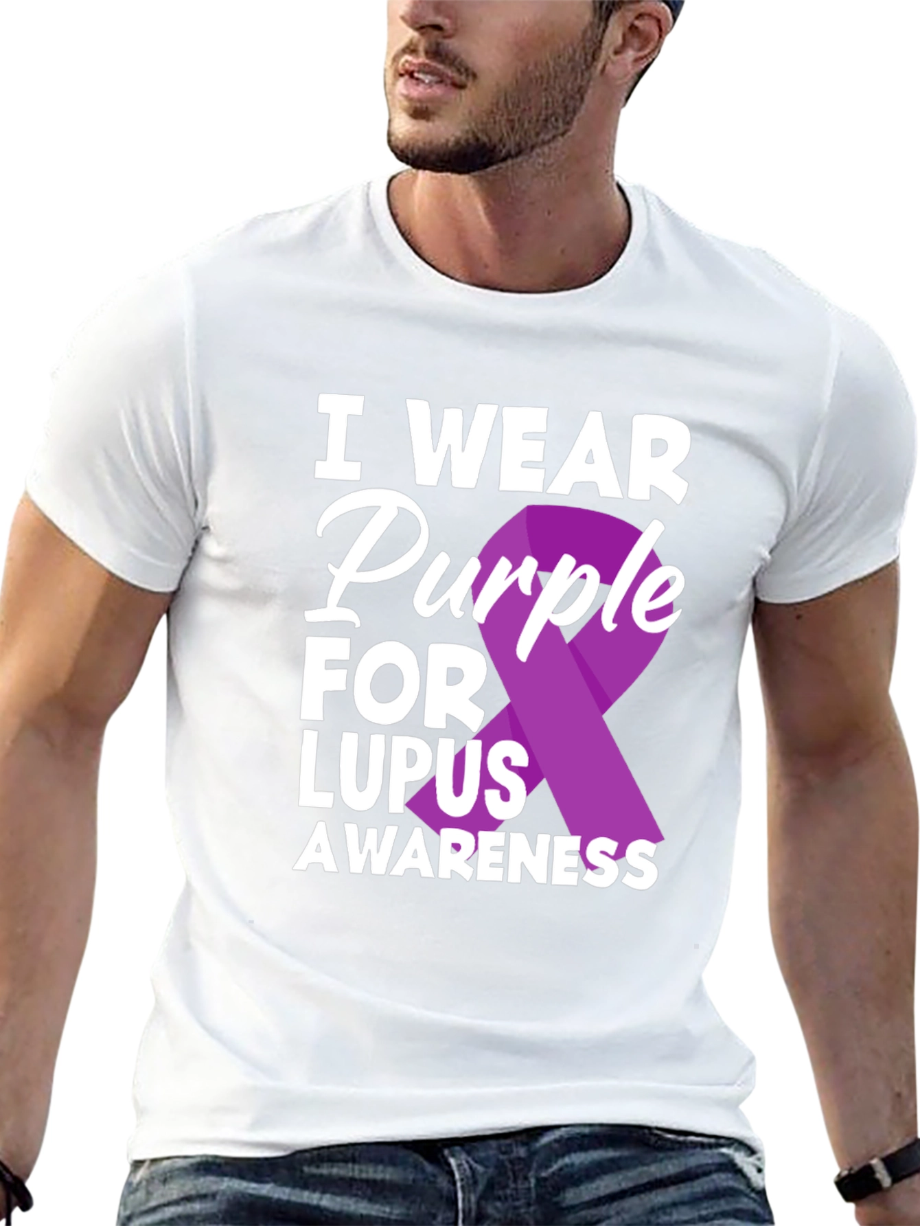 Lupus Awareness Purple Ribbon Graphic T-Shirt