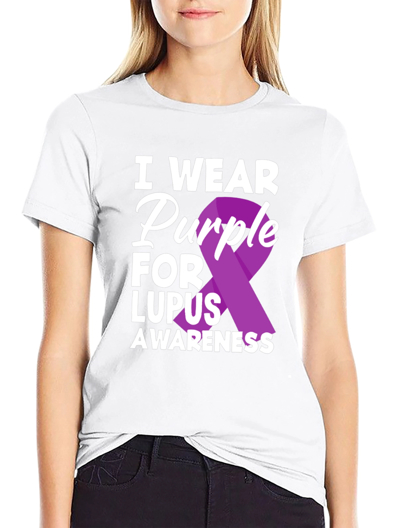 Lupus Awareness Purple Ribbon Graphic T-Shirt