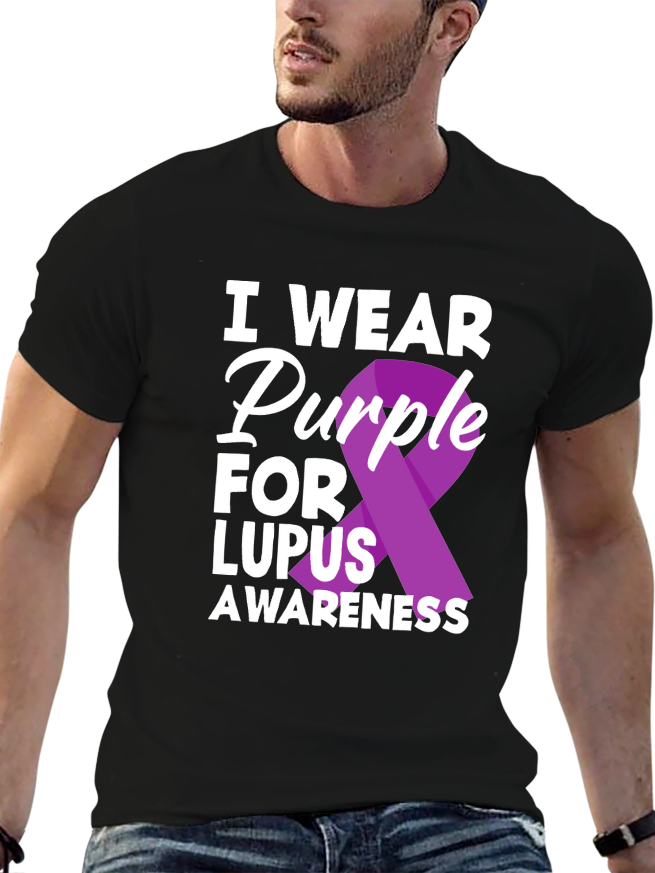 Lupus Awareness Purple Ribbon Graphic T-Shirt
