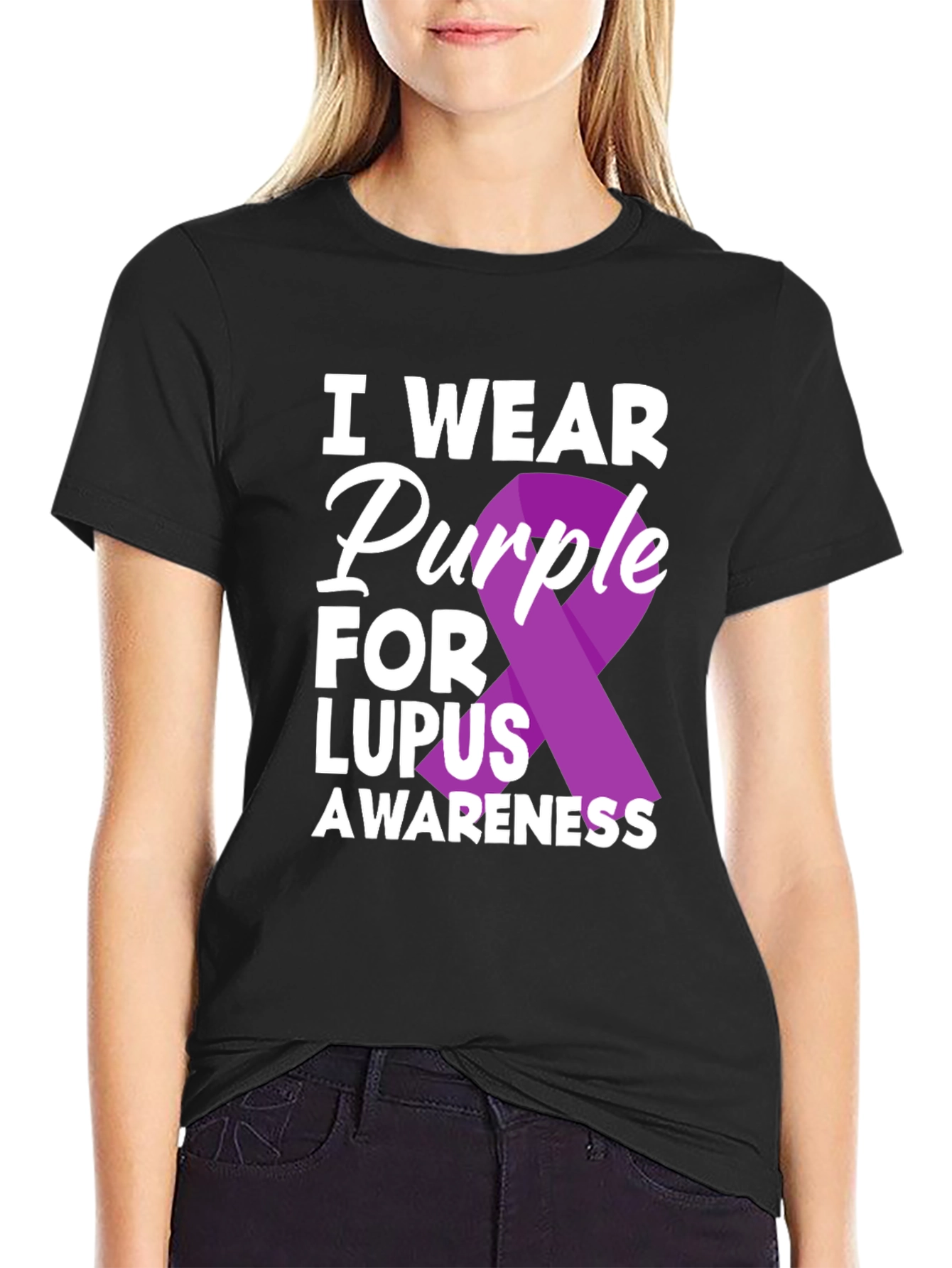 Lupus Awareness Purple Ribbon Graphic T-Shirt