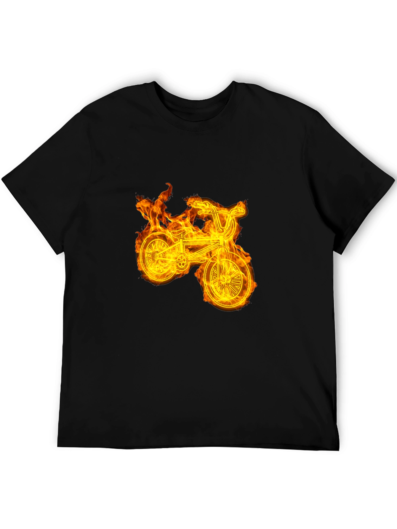 Fiery Bike Graphic Tee - Cool Black T-Shirt