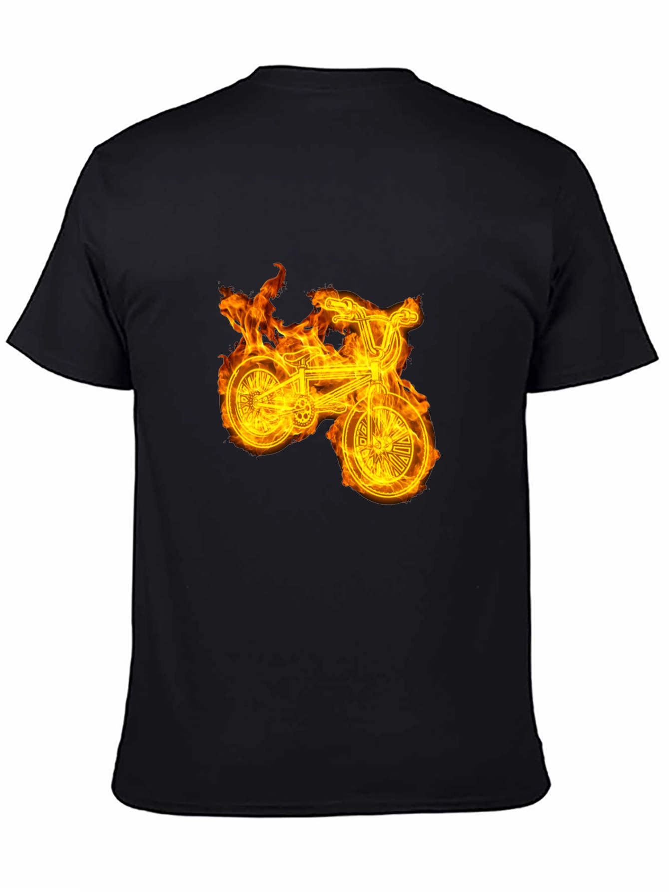 Fiery Bike Graphic Tee - Cool Black T-Shirt
