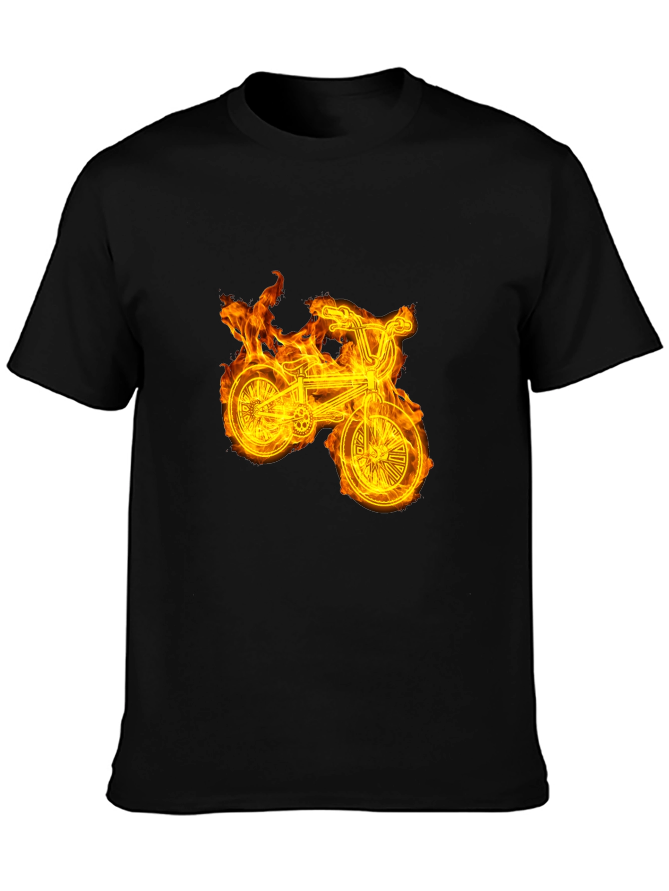 Fiery Bike Graphic Tee - Cool Black T-Shirt