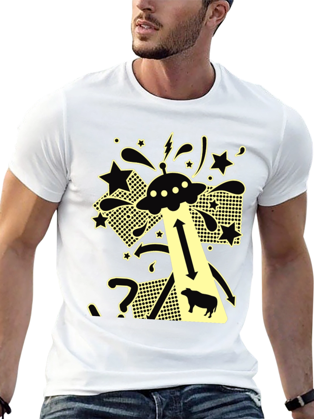 UFO Cow Abduction T-Shirt - Funny Alien Graphic Tee