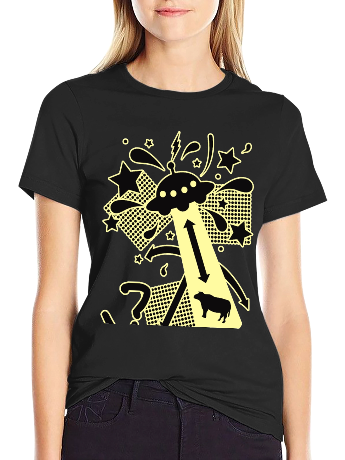 UFO Cow Abduction T-Shirt - Funny Alien Graphic Tee