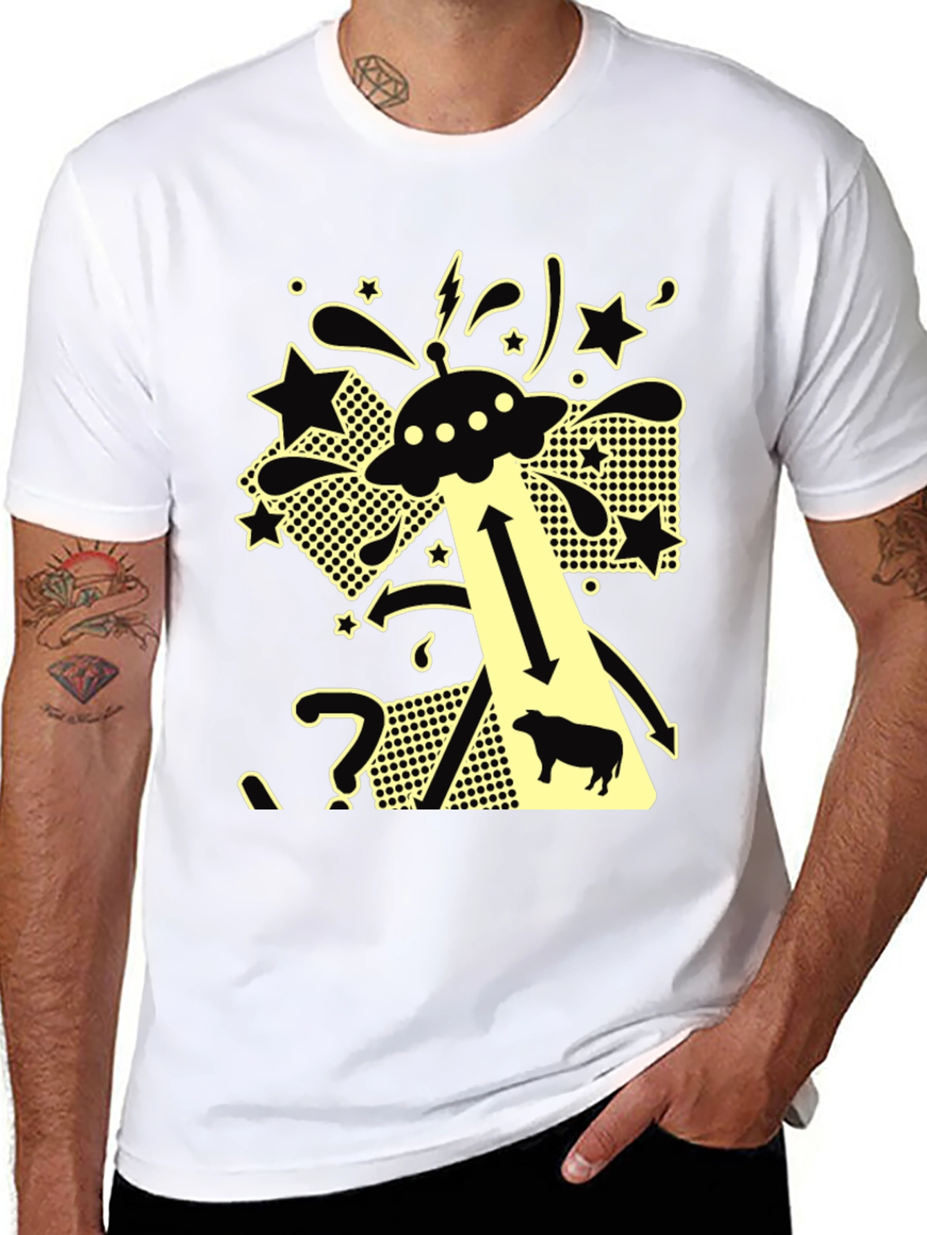 UFO Cow Abduction T-Shirt - Funny Alien Graphic Tee