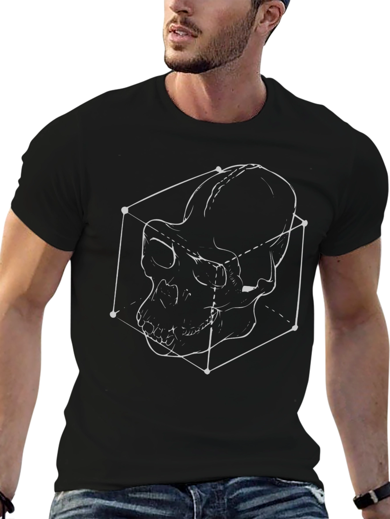 Geometric Skull Graphic Tee - Modern Design