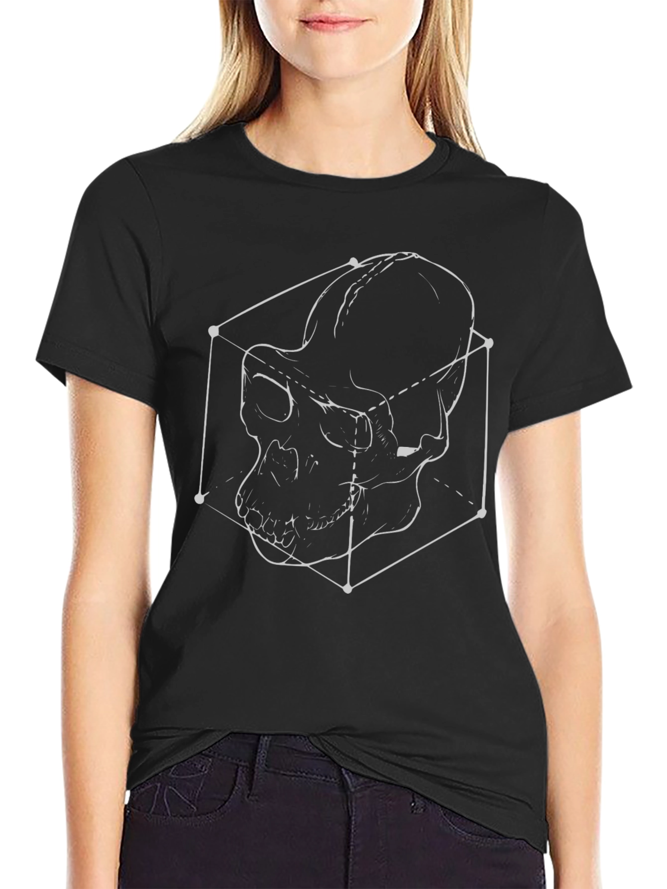 Geometric Skull Graphic Tee - Modern Design