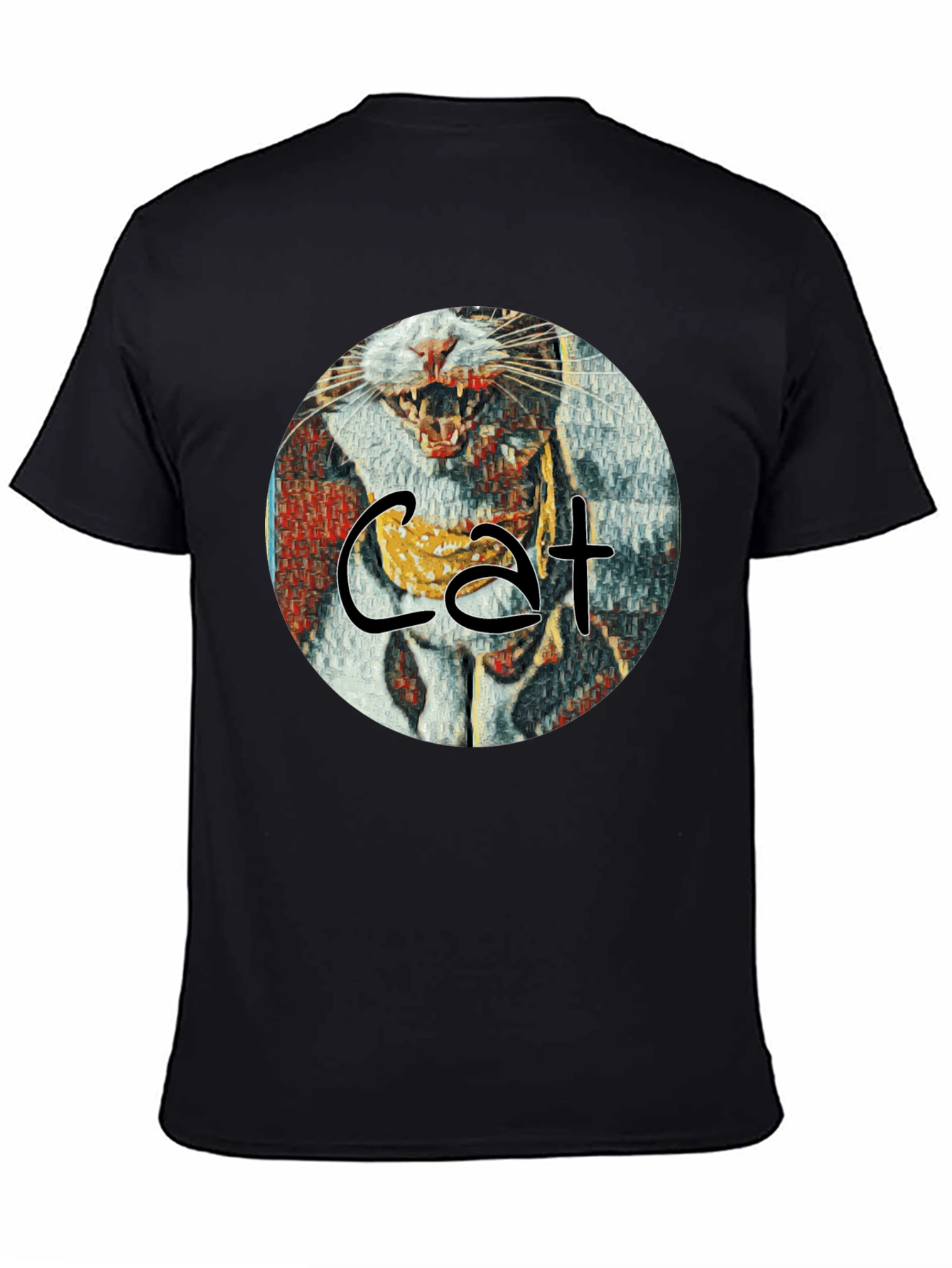 Cat Art Graphic T-Shirt - Round Design