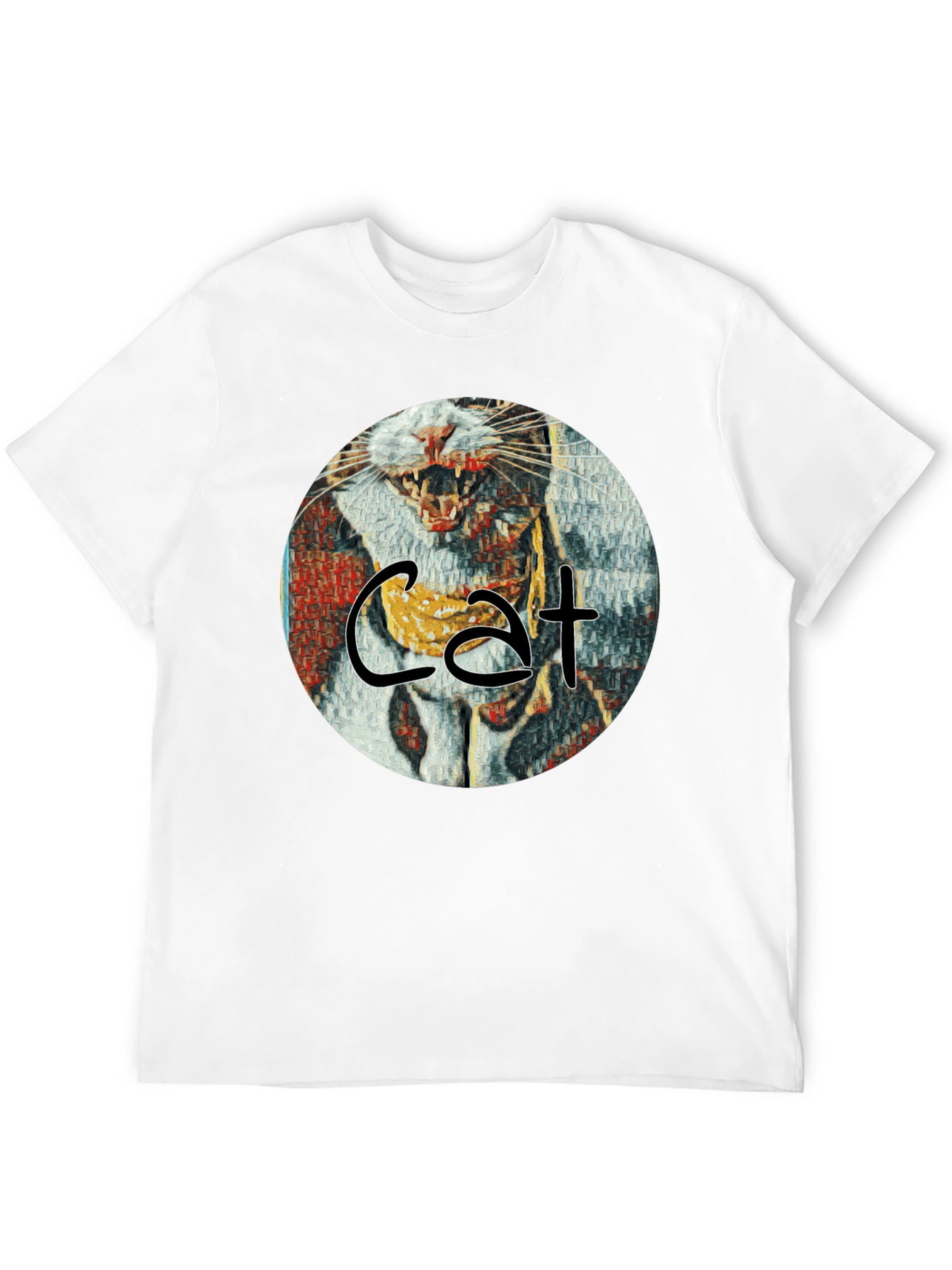 Cat Art Graphic T-Shirt - Round Design