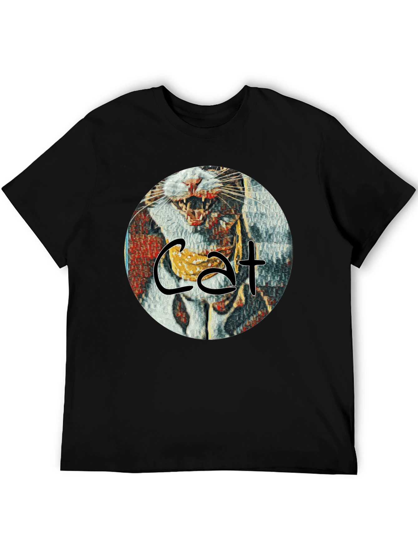 Cat Art Graphic T-Shirt - Round Design