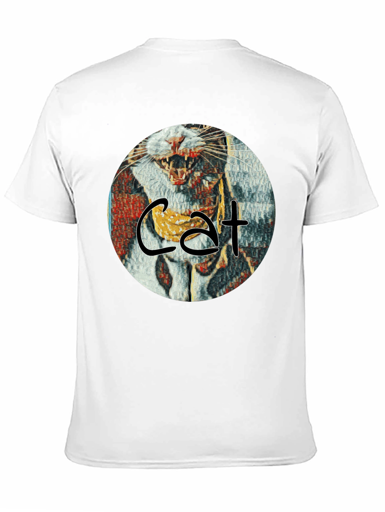 Cat Art Graphic T-Shirt - Round Design
