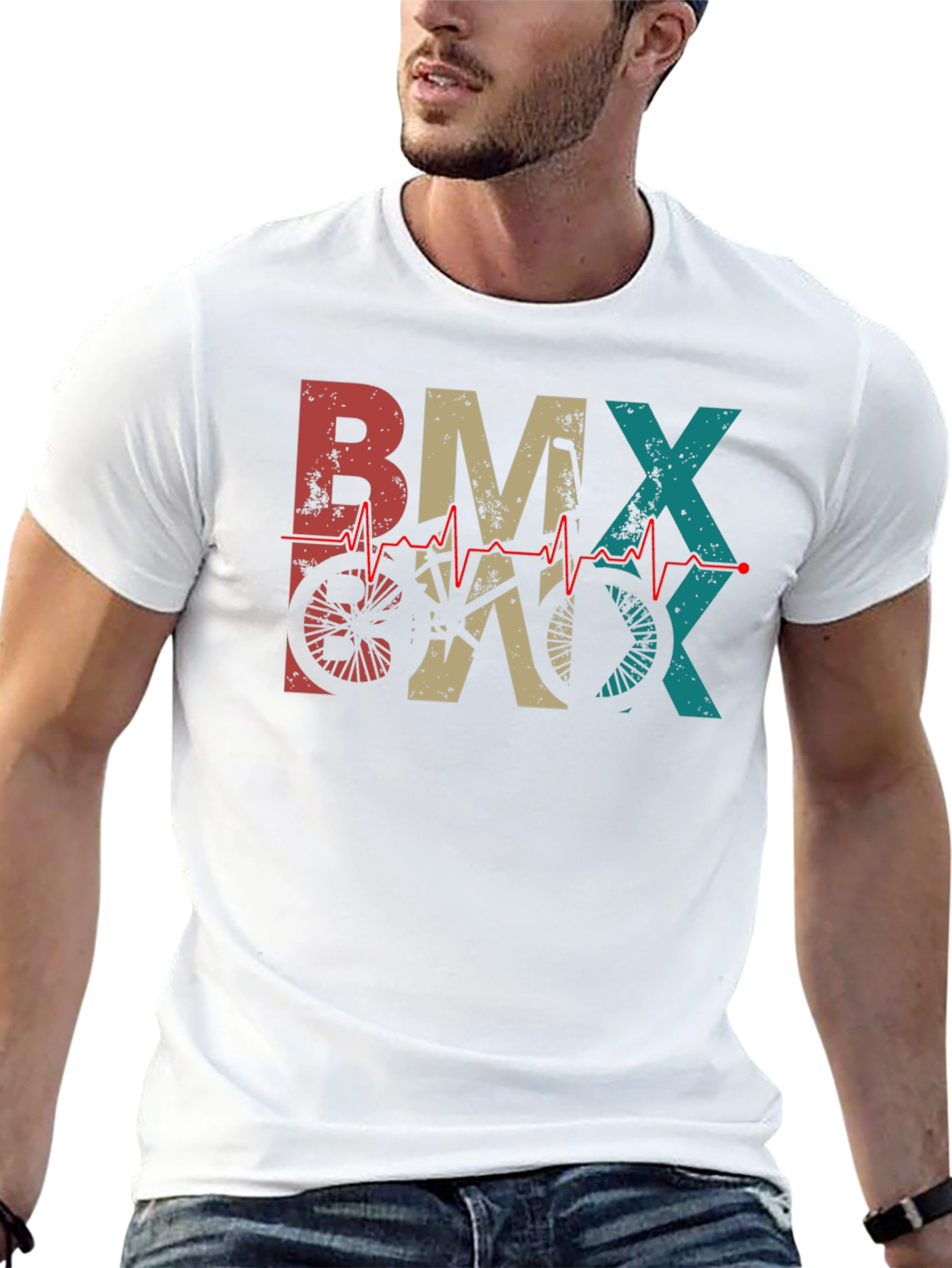 Retro BMX Heartbeat T-Shirt - Black